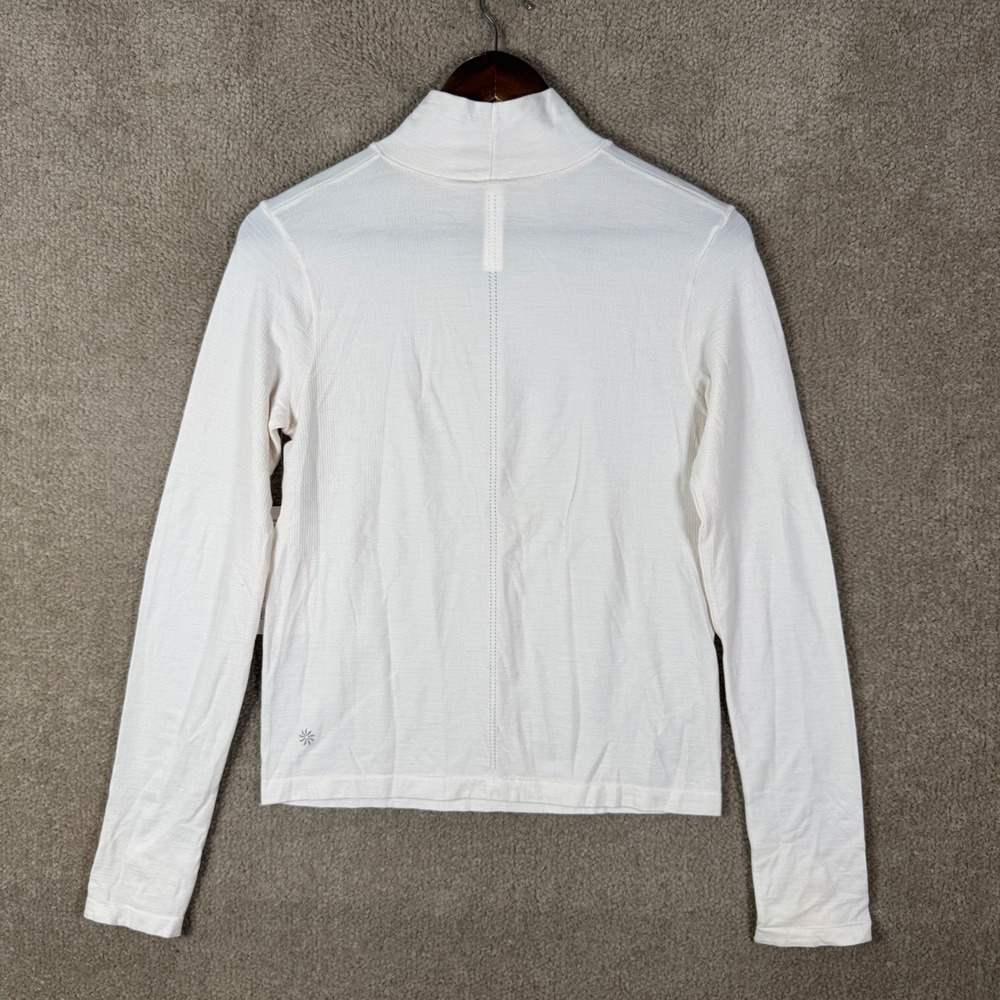 Athleta Ascent Seamless Turtleneck Womens Medium Cream Wool Blend Thumbholes - Picture 11 of 12